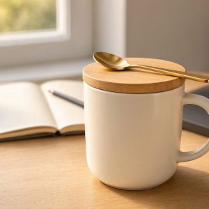 1-2.jpg Elegant Ceramic Coffee Mug With Bamboo Lid And Gold Spoon For Office Home Cafe Espresso Tea Drinker
