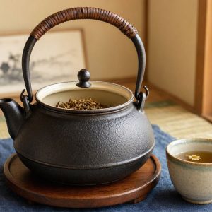 Japanese Style Cast Iron Tetsubin Teapot Enamel Interior Coating Durable Loose Leaf Herbal Tea Kettle