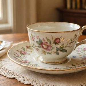Handmade Porcelain Tea Cup Set With Saucer Vintage Floral Design For Elegant Afternoon Tea Party Serving