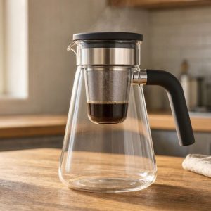 Premium Borosilicate Glass Coffee Carafe With Permanent Stainless Steel Filter Heat Resistant Pour Over Pot