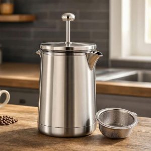 Insulated Double Walled Stainless Steel Coffee Pot French Press Cafetiere Durable Metal Thermal Tea Carafe