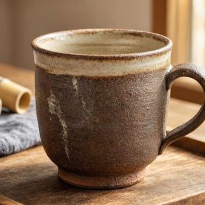 Japanese Style Coarse Pottery Coffee Cup Rustic Artisan Aesthetic Mug For Traditional Matcha Latte Loose Tea