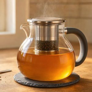 Elegant Borosilicate Glass Teapot With Removable Stainless Steel Infuser Heat Resistant Loose Leaf Tea Kettle