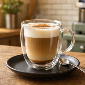Double Walled Insulated Glass Coffee Cup Heat Resistant Clear Mug For Latte Cappuccino Americano Herbal Tea